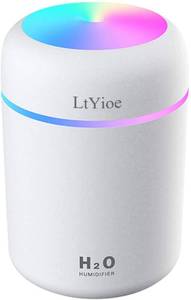 lot 4191 image: LtYioe Colorful Cool Mini Humidifier, USB Personal Desktop Humidifier for Car, Office Room, Bedroom,etc. Auto Shut-Off, 2 Mist Modes, Super Quiet. (White)