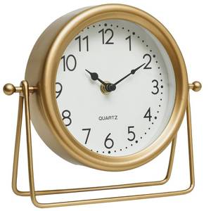 lot 4197 image: EMAX HOME Vintage Golden Table Clock - Elegant Battery Operated Office, Living Room, and Bedroom Clock with Minimalist Design Gold Table Decor 22x19.5x5.5cm