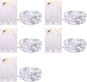 lot 4202 image: Minetom Fairy Lights Battery Operated, 5 Pack 7 FT 20 LED String Lights with Timer, Waterproof Silver Wire Fairy Lights for Bedroom Christmas Home Party Wedding Decorations, Pure White