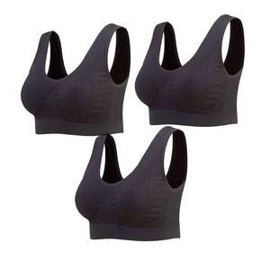 lot 4206 image: Lemef 3-Pack Seamless Sports Bra Wirefree Yoga Bra with Removable Pads for Women (3black, 4X-Large)