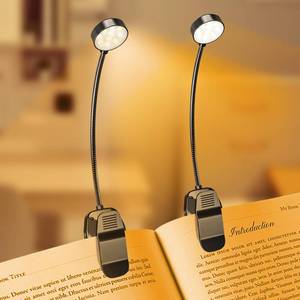 lot 4226 image: KTEBO 2 Pack 10 LED Rechargeable Book Light for Reading in Bed - Eye Caring 3 Color Temperatures, 3 Adjustable Brightness, Long Runtime Small Lightweight Clip On Book Reading Light for Studying