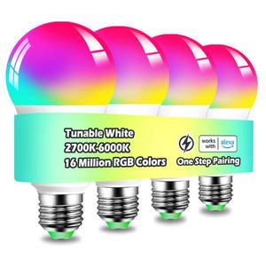 lot 4231 image: MELPO Smart Light Bulbs, 1300LM Color Changing Light Bulb, 16 Million Colors, Tunable White Alexa Light Bulbs, Music Sync, DIY Flash, Timing, A19 E26 Smart Bulbs, 130W Equivalent, No WiFi Required.