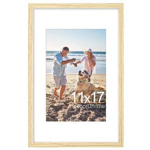 lot 4233 image: decorUhome 11x17 Picture Frame, Display Pictures 8x12 with Mat or 11x17 without Mat, Wall Hanging Poster Frame, Natural, 1 Pack