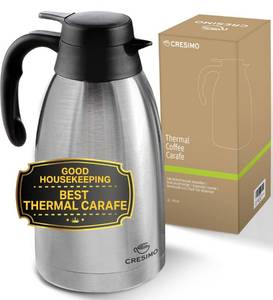 lot 5793 image: Cresimo Thermal Coffee Carafe 68oz  2L - 12 Hours Hot Beverage Dispenser, Insulated Stainless Steel Carafe for Liquids, Coffee Carafes For Keeping Hot Water Dispenser for Parties - Large Tea Flask