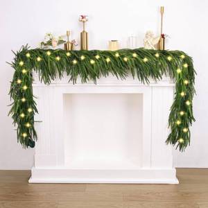 lot 5796 image: Pre-Lit Christmas Garland Decorations,9 FT Faux Led Norfolk Pine Garland Artificial Realistic, Real Touch Greenery Christmas Pine Garland for Mantle Table Front Door Indoor Outdoor Holiday Decor