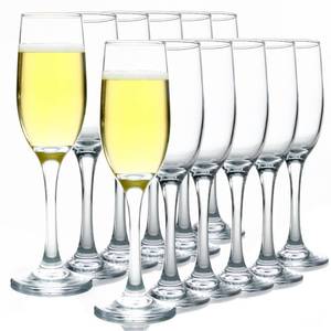 lot 5820 image: CZUMJJ Elegant Champagne Glasses Set of 12, Long Stem Glass Champagne Flutes for Mimosa, Sparking Wine, Wedding, Party - 6 oz, Clear