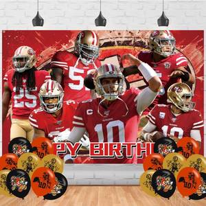 lot 6018 image: 49 Football Birthday Party Supplies Backdrop 5x3 Football Star Happy Birthday Background Photography 49Team Party Decorations Banner Photo Booth Props