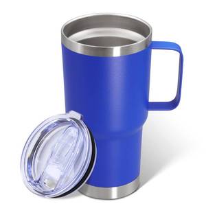 lot 6035 image: ATQTQ 20 oz Tumbler with Handle and Lid, Stainless Steel Tumbler Insulated Travel Coffee Mug, Spill Proof Double Wall Vacuum Tumbler Cup Keep Drink Hot & Cold, Dark Blue, 1 Pack used needs cleaned