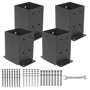 lot 6043 image: AXWHYS 4�4 Post Base 4 Pcs, (Inner Size 3.6x3.6) Post Brackets, Heavy Duty Black Metal Powder-Coated Thick Steel Post Anchor Outdoor for Support Deck Base Plate Pergola Brackets Fence Kit