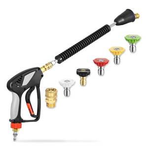 lot 6054 image: TOOLCY Pressure Washer Gun with Extension Wand, High Power Washer Gun with 38 Swivel Plug & M22-14mm Male Fitting, 14 Quick Connect Curved Wand for Car Wash, Compatible with Foam Cannon, 5000 PSI