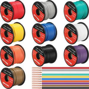 lot 6065 image: Gisafai 10 Pcs 14 Gauge Wire 100 ft Per Roll (1000 ft Total) Automotive Primary Wire Spools Copper Clad Aluminum Primary for 12v Automotive Harness Car Audio Video Wiring