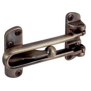 lot 6077 image: Prime-Line U 9899 Swing Bar Lock for Hinged Swing-In Doors �� Secondary Security Lock for Door & Security, 3-78�� Bar Length, Diecast Zinc Construction w Antique Brass Finish (Single Pack)