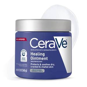 lot 6447 image: CeraVe Healing Ointment, Hydrating Skin Protectant With Petrolatum, Hyaluronic Acid & Ceramides, Face & Body Skin Barrier Repair For Cracked, Chafed, Dry Skin, Fragrance Free & Lanolin Free, 12 Oz