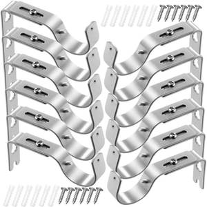 lot 6454 image: Frienda 12 Pcs Curtain Rod Brackets Adjustable Holder Wall for 1 Inch Diameter Curtain Rod General Bracket Hooks with Screws (Matt Silver)