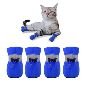 lot 6460 image: YAODHAOD Dog Shoes for Small Dogs, Puppy Dog Boots & Paw Protector for Winter Snowy Days, Anti-Slip Sole Dog Booties for Indoor Hardwood Floor 4PCS (Blue, Size 7)