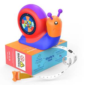 lot 6462 image: PLAYPARTY 8ft Tape Measure for Kids, STEM Educational Tool with Level, Protractor and Eraser, Retractable Snail Shaped Measuring Tapes, Child-Safe Stocking Stuffers Gift for Boys & Girls 3, Blue