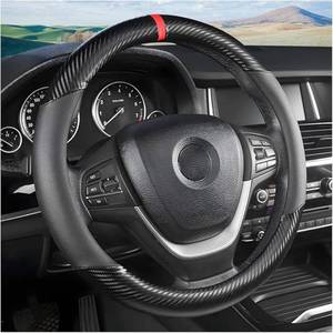 lot 6474 image: Carbon Fiber Steering Wheel Cover, Universal 15 inch Breathable Anti Slip Steering Wheel Covers, Car Interior Accessories for Men and Women, Fit for Most Car, Trucks, SVU