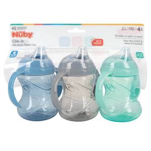 lot 6491 image: Nuby 3pk Clik-It Handle Cup - Neutral - 8oz
