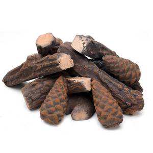 lot 9408 image: Skyflame 10 Small Piece Set of Ceramic Wood Logs & Accessories for All Types of Indoor Gas Inserts  Ventless & Vented  Propane  Gel  Ethanol  Electric or Outdoor Fireplaces & Fire Pits