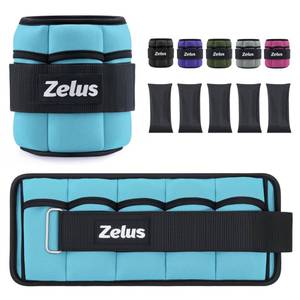 lot 9435 image: ZELUS 1 Pair Adjustable Ankle Weights, 10 lb Modularized Leg Weight Straps for Women Men, Weighted Ankle Weight Set with Removable Sandbags, 1-5 lb per Ankle Strap for Gym Yoga Jogging Walking, Blue