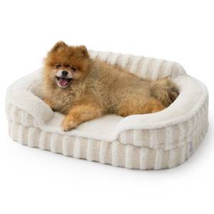 lot 9440 image: LE SURE Cute Dog Bed for Small Dogs, Orthopedic Waterproof Small Pet Beds with Sides, High Back Non-Slip Bottom and Egg-Crate Foam Puppy Couch Sofa with Washable Removable Cover, Beige