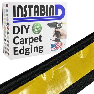 lot 9444 image: Instabind Premium Carpet Edge Binding �� Regular Style Carpet Edge Trim for Do-It-Yourself Rug Edging- with Durable Hold & Easy Finishing for Rug Edges - USA Made Flooring Products �� 54 ft Roll, Black