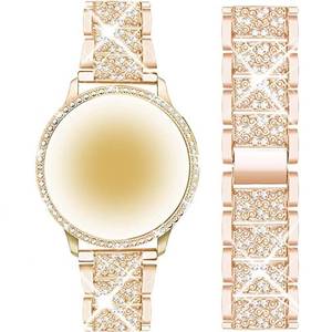 lot 10041 image: Mosonio Compatible with Samsung Galaxy Watch 5 BandSamsung Galaxy Watch 4 Band, 20 mm Rose Gold Bling Galaxy Watch Band with 44 mm Cover Case, Jewelry Metal Wristband for Women��Rose Gold,44 mm��