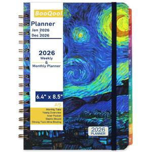 lot 10042 image: 2026 Planner �� Weekly �� Monthly Planner 2026, Jan.2026 - Dec.2026, 6.4 x 8.5, 2026 Calendar Planner with Tabs, Hardcover, Strong Binding, Thick Paper, Back Pocket, Elastic Closure, Inner Pocket