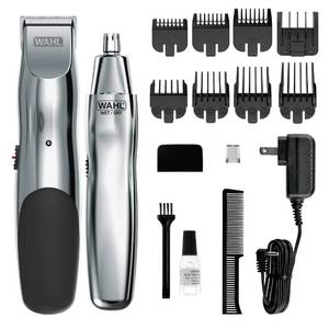lot 10048 image: Wahl Groomsman Rechargeable Beard Trimmer kit for Mustaches, Nose Hair, and Light Detailing and Grooming with Bonus WetDry Battery Nose Trimmer �� Model 5622v