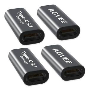 lot 10052 image: AGVEE 4 Pack USB-C Female to Female Bidirectional Adapter, PD 100W USB 3.2 Gen 2, Type-C USBC 10G Data Coupler Extender Extension Converter Connector, Gray