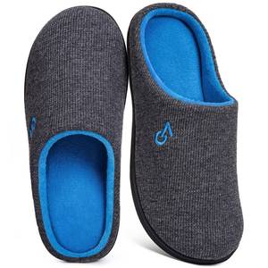 lot 10060 image: VeraCosy Mens Two-Tone Memory Foam House Slippers Indoor Outdoor Durable Rubber Sole (Dark GrayBlue, 11-12 US)