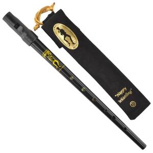 lot 10070 image: Clarke Sweetone Tinwhistle in D - BLACK Pennywhistle with Soft Black Cloth Whistle Pouch