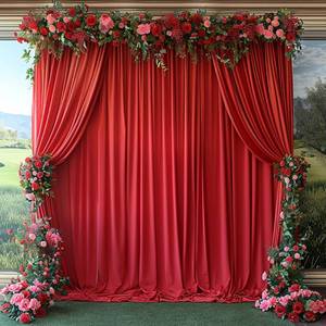 lot 11175 image: ESGOTBME 10x12ft Wrinkle Free Red Backdrop Curtain for Parties Soft Fabric Drapes Wedding Curtain Backdrop for Birthday Party Decorations Background for Photography 5x12ft, 2 Panels