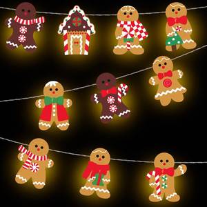 lot 12374 image: Ganeen Gingerbread Christmas String Lights 20 LED 10 ft Cute Hanging String Lights for Christmas Tree Battery Operated Indoor Holiday for Xmas Party Decorations Outdoor Mantel Fireplace