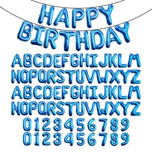 lot 12384 image: 85 PCS 16 Blue Letter Number Balloons, Happy Birthday & 2 Sets of A-Z 0-9, Foil Mylar Aluminum Hanging Alphabet for Graduation New Year eve Birthday Party Decorations