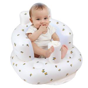 lot 12385 image: EKEPE Inflatable Baby Seat for Babies 3 Months & Up, Infant Floor Seats for Sitting Up, Baby Seats for Infants, Blow Up Baby Chair with Built in Air Pump - Olive Flower