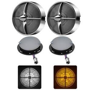 lot 12393 image: FATECIM 3 14 1157 LED Front Turn Signals Blinkers Indicators Amber White Light with Turbine Smoke Lens for Harley Touring Road Glide Road King Electra Glide Heritage Fatboy Softail Springer
