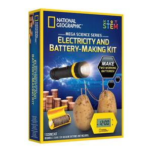 lot 12397 image: National Geographic Battery Making Kit - Potato Clock and Penny Powered Flashlight Science Kit, 2 Electricity STEM Projects for Kids, Electrical Circuit Toy for Boys and Girls (Amazon Exclusive)