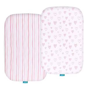 lot 12413 image: Bassinet Sheets Compatible with Baby Delight Beside Me Dreamer Bassinet, 2 Pack, Ultra Soft Bassinet Sheet for Baby, Pink Print