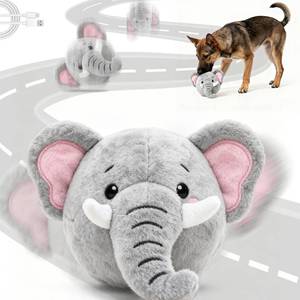lot 12420 image: Hanarook Interactive Dog Toys, Self Moving Dog Toy to Keep Them Busy, Electronic Vibrating Dogs ToySqueaky Bouncing Ball for Small Medium Large Dogs with Jumping Music Talking Silent Mode (Elephant)
