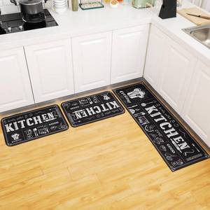 lot 12422 image: Sinmoe 3 Pcs Kitchen Rug Set Non Skid Thick Black Kitchen Rugs and Mats Stain Resistant Anti Fatigue Mats for Microfiber Floor Non Slip Backing Mat, 15.7 x 47.2, 15.7 x 23.6