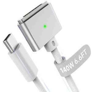 lot 12431 image: Hugener Magnetic 3 Cable USB-C 6.6FT Compatible with M4M3M2 MacBook Air Pro Charger, 140W Magnetic Safe 3 Cable for MacBook Air (1315 2025202420232022), Pro (1614 202420232021), White