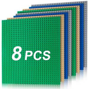 lot 12443 image: Husfunov 4 Pack Classic Baseplates, Building Plates for Building Bricks, Compatible with All Major Brands and Activity Table-Baseplate 10 x 10, Age 3 and up, Multicolored