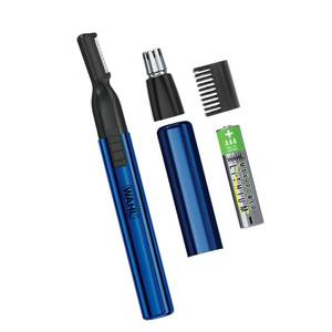 lot 12452 image: Wahl Lithium 2 in 1 Battery Pen Detail Touch Up Trimmer for Nose, Ear, Neckline, Eyebrow, & Other Detailing - Blue - by The Brand Used by Professionals - Model 5643-200