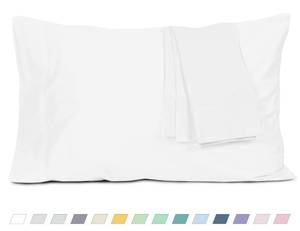 lot 13466 image: HOMTEC Pillow Cases, King Size Cotton Percale Weave Pillowcases, Pre-Shrunk Breathable and Hypoallergenic Pillowcases, Set of 2 (2 Piece King 20 Inch x 40 Inch, White)