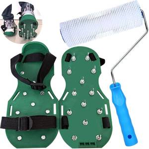 lot 13475 image: 9 Inch Screed Spiked Roller Self Leveling Concrete Roller Epoxy Roller Spike Shoes for Epoxy Flooring Cement Floor Leveling Tools Screed Compound Roller