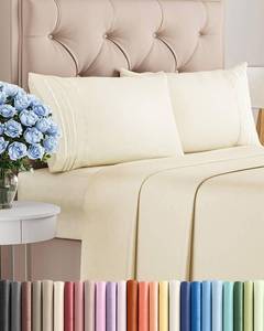 lot 13477 image: King Size 4 Piece Sheet Set - Comfy Breathable & Cooling Sheets - Hotel Luxury Bed Sheets for Women, Men, Kids & Teens - Deep Pockets, Easy-Fit, Wrinkle Free Sheets - Off White Oeko-Tex Bed Sheet Set