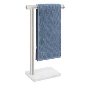lot 13481 image: BathAce Hand Towel Holder, Hand Towel Stand for Bathroom with Marble Base, 304 Stainless Steel L Shape Hand Towel Rack Bar Standing for Vanity Kitchen Countertop, Brushed Nickel