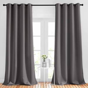 lot 13499 image: NICETOWN Grey Bedroom Blackout 90 inch Curtains - Grommet Energy Saving Thermal Insulated Room Darkening Drapes Sound Dampening Window Treatments for Living Room (2 Panels, W52 x L90)