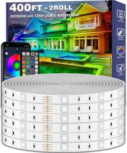 lot 13507 image: talkhigh 400ft Outdoor LED Strip Lights Waterproof,IP68 Outside Led Light Strips Waterproof with App and Remote,Music Sync RGB Exterior Led Rope Lights with Self Adhesive Back for Roof,Deck